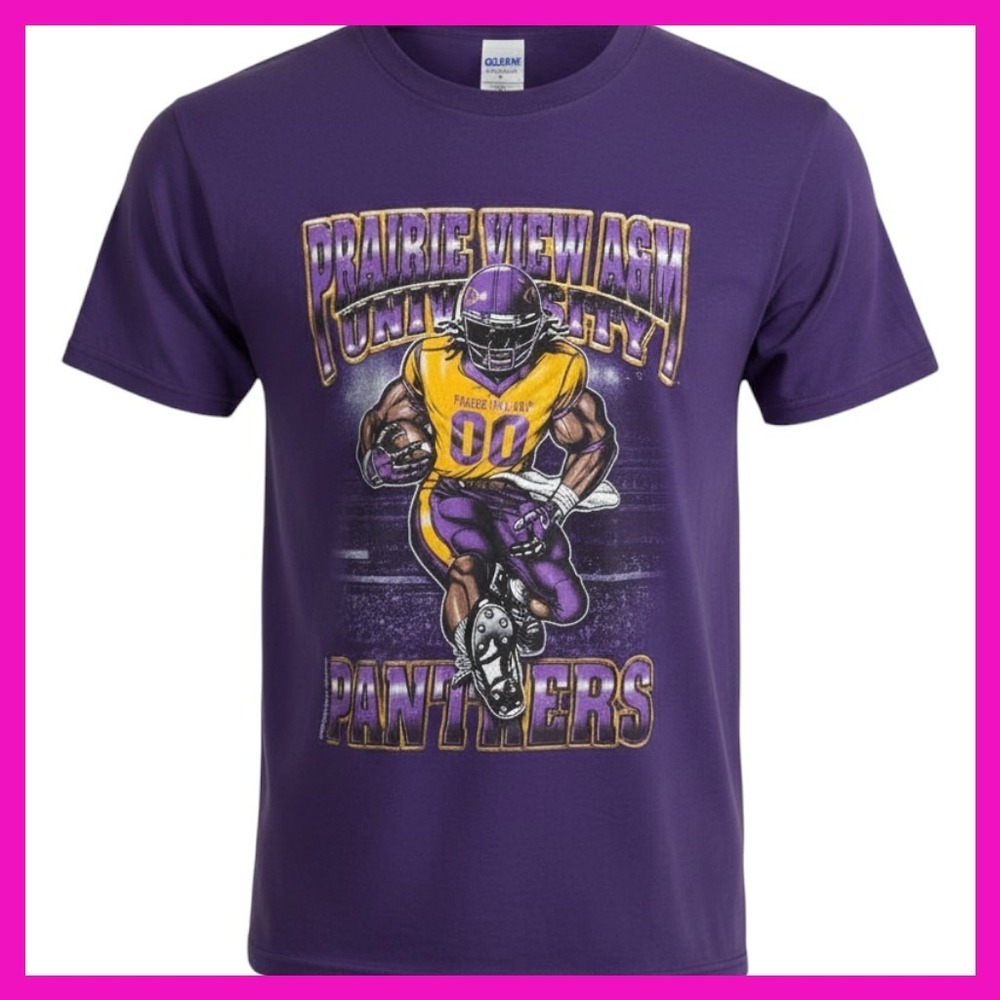 Gildan Prairie View A&M University Panthers Football Graphic T-Shirt Purple M